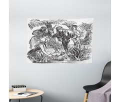 Old Engraving Baby Wide Tapestry