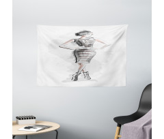 Slim Lady in a Dress Wide Tapestry