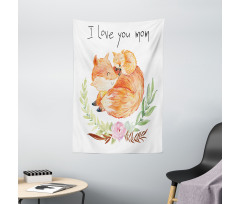 Mom Fox and the Baby Hugging Tapestry