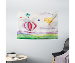 Hot Air Balloons Scene Wide Tapestry