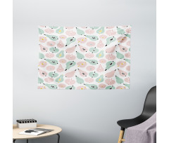 Apples Pears in Pastel Tones Wide Tapestry