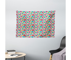 Graphical Flower Silhouettes Wide Tapestry