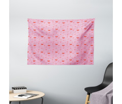 Hearts and Cupid Wide Tapestry