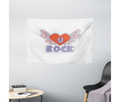 Winged Heart Motivation Wide Tapestry