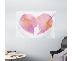 Watercolor Heart Rock Sign Wide Tapestry