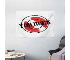 Grunge Look Stamp Graphic Wide Tapestry