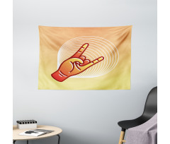 Sign of the Horns Graphic Wide Tapestry