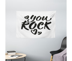 Monochrome Cursive Wording Wide Tapestry