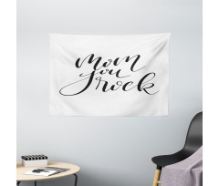 Mother Love Phrase Art Wide Tapestry