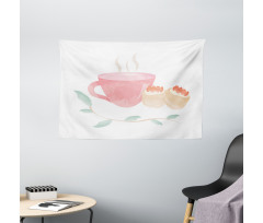 Watercolor Scones Cup Wide Tapestry