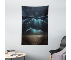 Gothic Wave Alone Woman Tapestry