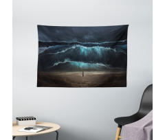 Gothic Wave Alone Woman Wide Tapestry