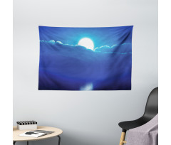 Moonlit Sky and Clouds Wide Tapestry