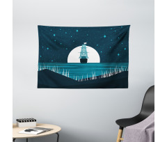 Moonlight on Water Ship Wide Tapestry