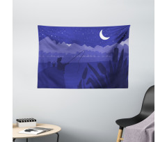 Fisherman Moon River Wide Tapestry