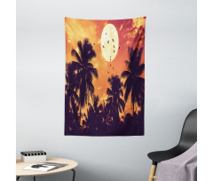 Palms Full Moon Birds Tapestry