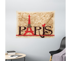 Paris Eiffel Tower View Wide Tapestry