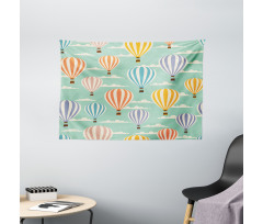 Retro Travel Balloons Wide Tapestry