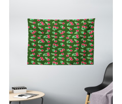 Fresh Fruits on Zigzag Art Wide Tapestry