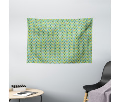 Folk Style Waves Motif Wide Tapestry