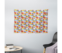 Flowers in Colorful Tones Wide Tapestry