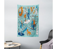 People Winter Activities Tapestry