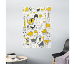 Childish Funny Animals Tapestry