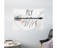 Native Arrow and Feather Fly Wide Tapestry