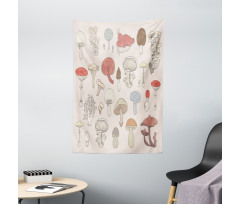 Pastel Various Mushrooms Tapestry