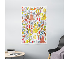 Vivid Summer Vacation Items Tapestry