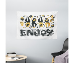 Enjoy Dancing Women Desserts Wide Tapestry