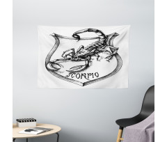 Black and White Scorpio Wide Tapestry