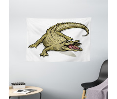 Exotic Wild Crocodile Wide Tapestry