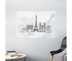 Retro Sketch Wide Tapestry