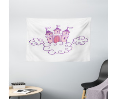 Dreamy Fortress Clouds Art Wide Tapestry