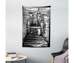 Woodcut Medieval Fortress Tapestry