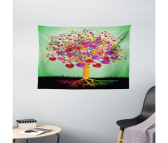 Magic Love Tree Heart Wide Tapestry