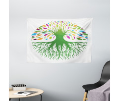 Colorful Tree Art Wide Tapestry