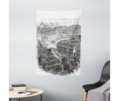 Vintage City Silhouette Tapestry