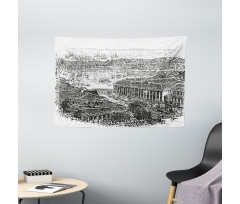 Vintage City Silhouette Wide Tapestry