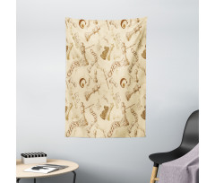 Retro Chess Game Pieces Tapestry