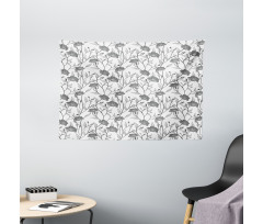 Blooming Flowers Buds Art Wide Tapestry