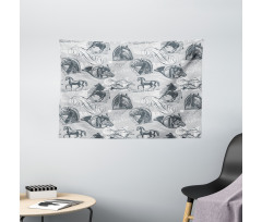 Horse Royal Animal Retro Wide Tapestry