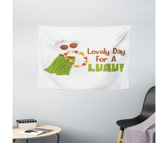 Day for a Luau Wording Ethnic Wide Tapestry