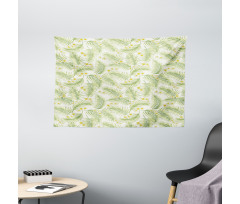 Botanical Plumeria Palm Leaves Wide Tapestry