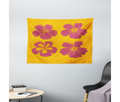 Hibiscus Flower Silhouettes Wide Tapestry