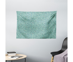 Jungle Leaves Hand Drawn Wide Tapestry