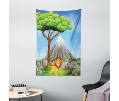 Animals Volcano Tapestry