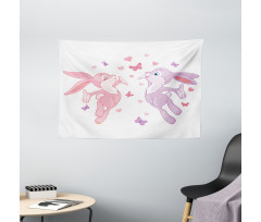 Bunnies Kissing in Air Wide Tapestry