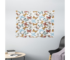 Bohemian Butterflies Wide Tapestry